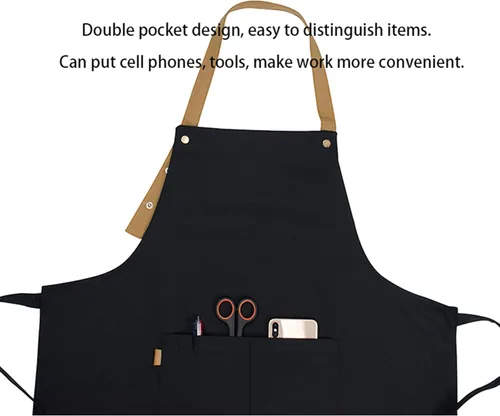 Vista 3 de Delantal personalizado personalizado para mujeres/hombres, delantales de cocina ajustables para estilistas de peluquería, delantales impermeables