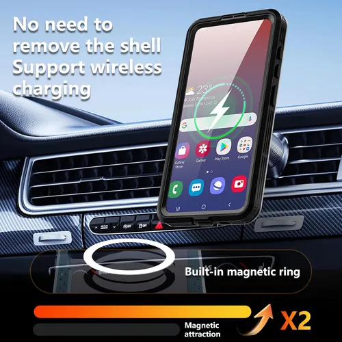Vista 6 de Hllhunkhe Funda para Samsung Galaxy S26, [protector de pantalla integrado] [IP68 impermeable a prueba de polvo] [compatible con MagSafe] Cubierta