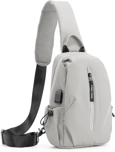 Vista 8 de Bolsa de mensajero para hombres, mochila cruzada pequeña, bolsa de hombro para hombres y mujeres, mochila con correa de lona
