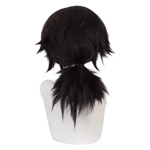 Vista 4 de MoeLoli Tomioka Giyuu - Peluca de cosplay para Demon Slayer, color negro, largo, disfraz largo, pelucas de Halloween para mujer (Tomioka Giyuu)