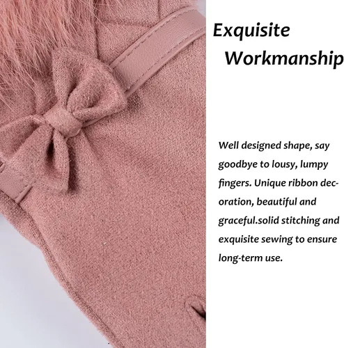 Vista 4 de Hysenm Women Winter Gloves With Touch Screen Fingers Warm Suede Gloves Texting Thermal Windproof Mittens for Driving Running