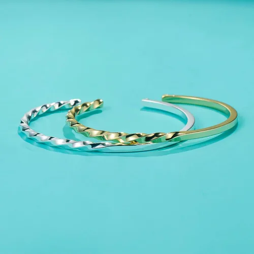 Vista 4 de UNY JEWEL La joyería hace una declaración de alambre de cable medio trenzado medio striaght brazalete hace un elegante regalo de Navidad