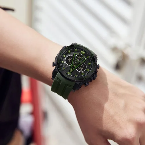 Vista 5 de KXAITO Reloj deportivo con caja de acero inoxidable para hombre, reloj militar, cronómetro LED para exteriores, digital, electrónico, grande
