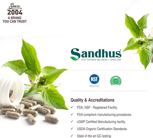 Vista 6 de Sandhu's Guduchi (Tinospora Cordifolia) Giloy 100 cápsulas vegetarianas de apoyo inmunológico 1000mg por porción
