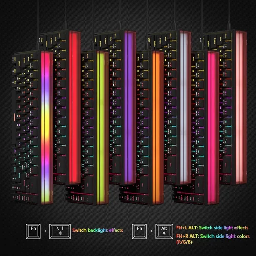 Vista 5 de Womier 60% Keyboard Gaming with Light Box, Wired Mechanical Keyboard with MCA Keycaps, OEM Profile, Programable, 64 Keys Hot Swap RGB Cream Custom