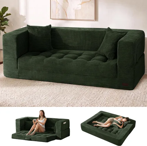 Vista 13 de MAXYOYO Sofá cama plegable, sofá biplaza convertible sin hueso con almohada Negro