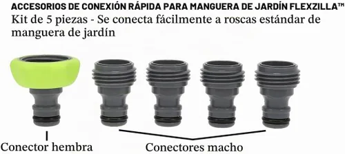 Vista 3 de Flexzilla Accesorios de conexión rápida para manguera de jardín, kit de enchufe de 5 piezas