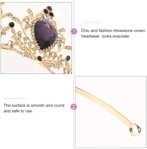 Vista 4 de Lurrose Corona barroca con diamantes de imitación para boda, boda, fiesta, fiesta, fiesta, accesorios para el pelo para mujeres y niñas