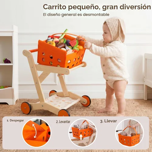 Vista 5 de Carro de compras de madera del andador del bebé para los niños pequeños