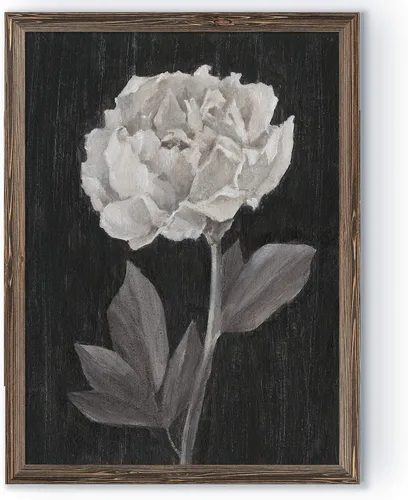 Vista 41 de Renditions Gallery- Lienzo enmarcado con flores blancas y negras Flores blancas y negras 1 juego/marco negro