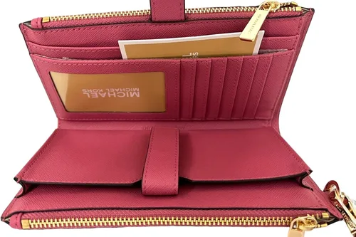 Vista 4 de Michael Kors - Billetera de viaje con doble cremallera, para mujer, modelo Jet Set, con correa para la muñeca