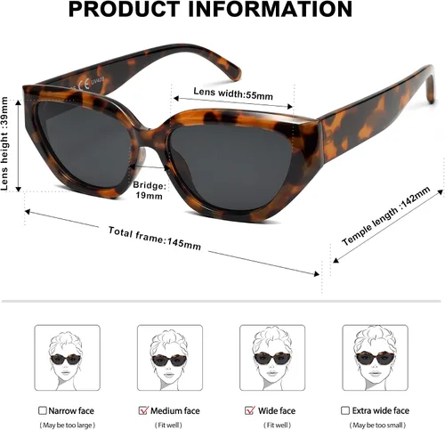 Vista 21 de SOJOS Gafas de sol polarizadas de ojo de gato lindo de moda para mujer Cateye SJ2237