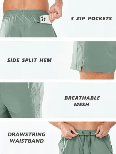 Vista 5 de NORTHYARD Pantalones cortos deportivos para correr para hombre, 5 pulgadas, entrenamiento, gimnasio, tenis, 7 pulgadas, de secado rápido