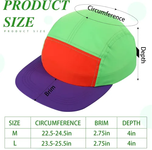 Vista 2 de Cindeer 80s 90s Neon Hat Nylon Cap Retro Adjustable Cap for Women Men 80s Costumes Accessories 90s Theme Party