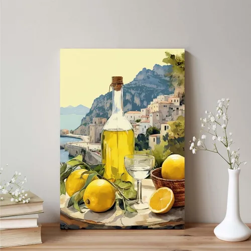 Vista 3 de FWLBUGRA Impresión de Pared de Limoncello Italiano Decoración Rústica Regalo Perfecto de Inauguración de Casa Arte de Limón de Amalfi Arte de Comida