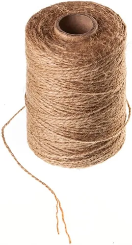 Vista 2 de Cuerda de yute natural de 600 pies, cuerda fina de arpillera para caja de regalo, embalaje, decoración, jardinería, 2 capas