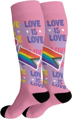 Vista 2 de devor Tube Socks Women Work Boot Sock Womens Duck Boot Socks Humor lesbian gay pride bi pride Love is love Socks