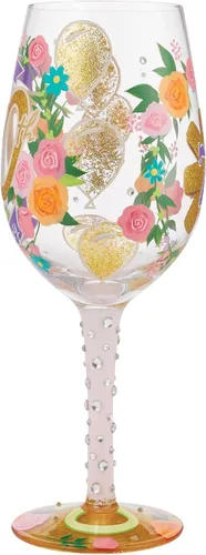 Vista 3 de Enesco Designs by Lolita Happy 70th Birthday - Copa de vino artesanal pintada a mano, 15 onzas, multicolor