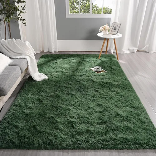 Vista 2 de Pettop Alfombra de Área Esponjosa Verde Profundo para Dormitorio Sala de Estar, 3x5 Pies Alfombras Shaggy de Felpa Super Suaves y Peludas para Niñas
