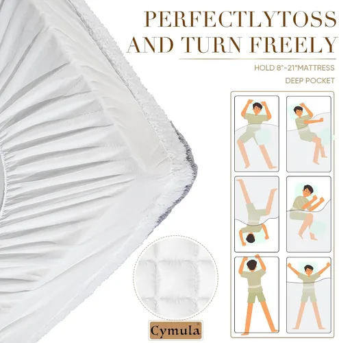 Vista 7 de Cymula Cubrecolchón California King, Almohadilla de Colchón Sherpa para Cama Cal King con Plumón de 900GSM para Dolor de Espalda, Cubierta