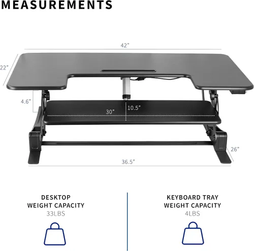 Vista 3 de VIVO 42 pulgadas Convertidor de escritorio de pie ajustable en altura, serie VE, convertidor de mesa para sentarse y estar de pie, compatible