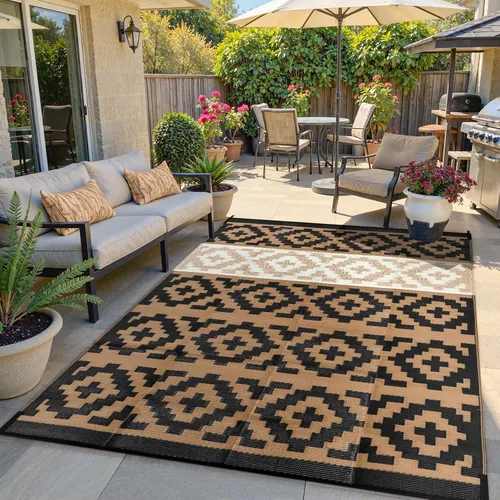 Vista 9 de Anidaroel Alfombra de área para exteriores para patio, 4 x 6 pies, impermeable, reversible, alfombra de paja de plástico para exteriores, alfombra