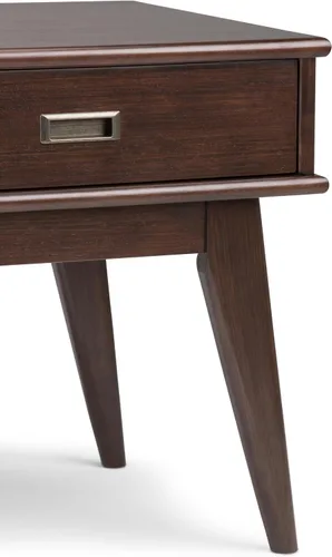 Vista 8 de SIMPLIHOME Draper - Mesa auxiliar rectangular de madera maciza de 22 pulgadas de ancho con cajón de almacenamiento en marrón caoba medio, mesita