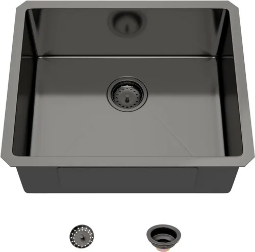 Vista 33 de Mocoloo Fregadero de barra bajo encimera de 13 pulgadas color negro plomizo – Fregadero de cocina pequeño de acero inoxidable T304 de 13 x 15