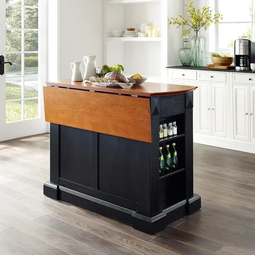 Vista 9 de Crosley Furniture Isla de cocina Drop Leaf/Barra de desayuno, negro