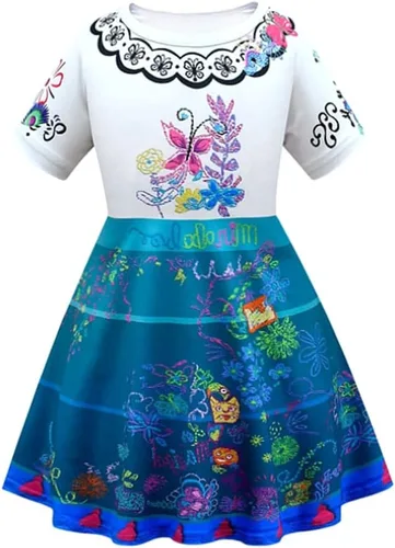Vista 3 de Marosoniy Vestido Mirabel Madrigal para niñas, disfraz de princesa Isabela, disfraz floral de moda