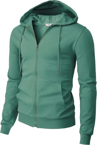 Vista 19 de H2H Sudadera con capucha y cremallera para hombre, ligera, de manga larga, básica, ajustada, de algodón, con bolsillo Cmohol048-gris