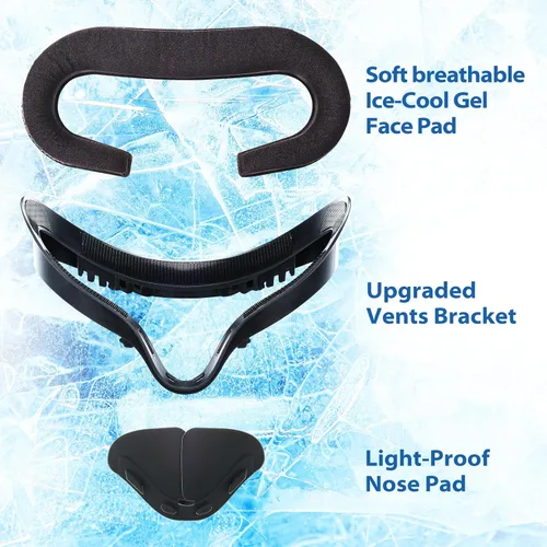 Vista 4 de DESTEK Cooling Face Pad Compatible with Quest 2, Including Facial Interface and Removable Nose Guard - Accessories for OculusMeta Quest 2 - Face
