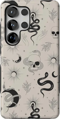 Vista 422 de Casely Funda para Galaxy S9 Postura de cadáver Yoga de esqueleto Diseño protector delgado esencial de doble capa