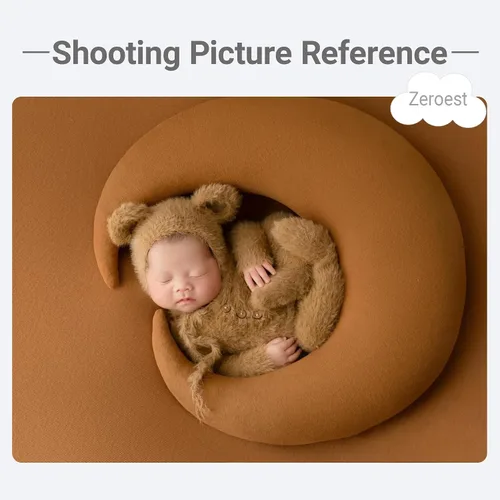 Vista 2 de Zeroest Accesorios de fotografía para recién nacidos, trajes de niño, accesorios para fotos de oso y niña, gorro con pies, mameluco de manga