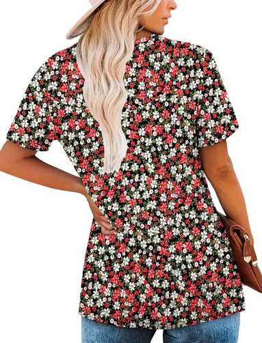 Vista 4 de ROSELINLIN - Camisas de manga corta para mujer, ajuste holgado, tops de verano para leggings