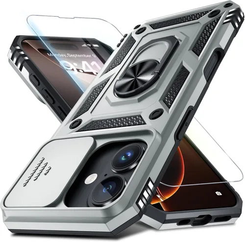 Vista 51 de Janmitta Funda para iPhone 8 Plus/7 Plus/6 Plus, Cubierta de Teléfono con Cubierta Deslizante Integrada para Lente de Cámara + Protector