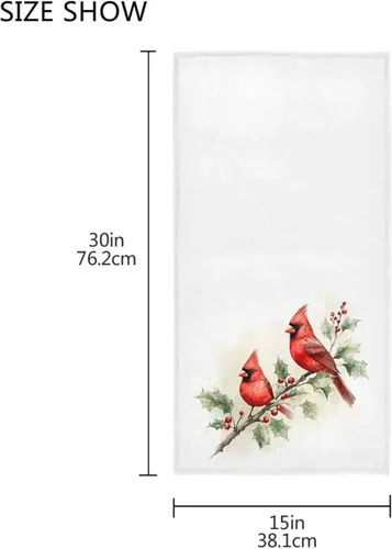 Vista 3 de Cardinals - Toallas de mano de nieve con ramas de acebo y pájaro rojo, de 16 x 30 pulgadas, toalla de baño de invierno, ultra suave, altamente