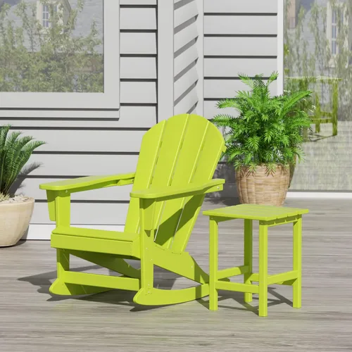 Vista 10 de Malibu - Sillas mecedoras Adirondack para patio al aire libre con juego de mesa auxiliar, lima
