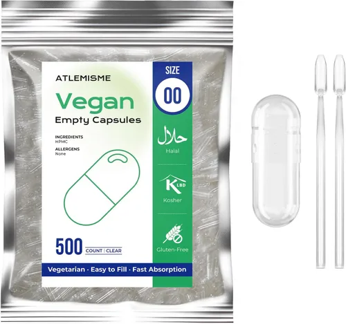 Vista 9 de Cápsulas veganas vacías tamaño 00-100 cápsulas vegetales DIY