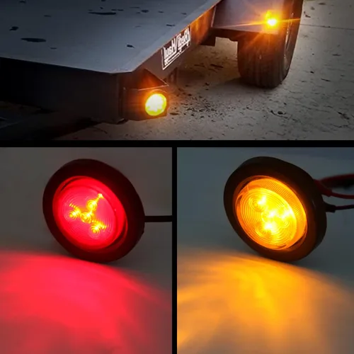 Vista 4 de 10 piezas de luces LED de 2 pulgadas redondas, luces de marcador lateral y de despegue de remolque redondas de 2 pulgadas, 4 luces LED selladas