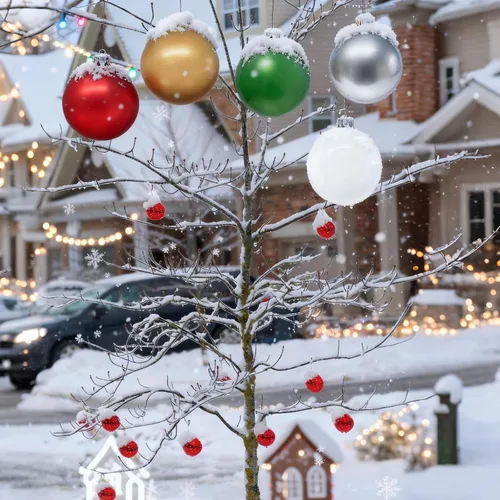Vista 6 de Adornos inflables de Navidad, (9 pulgadas, 10 unidades), bolas de Navidad inflables grandes, bolas de decoración de Navidad para interiores