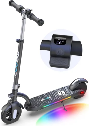 Vista 9 de Gyroor H40 Kids Electric Scooter, 180W Motor, Up to 10 MPH, LED Display & Colorful Lights, Adjustable Height, for Boys & Girls Ages 8-12, Great Azul