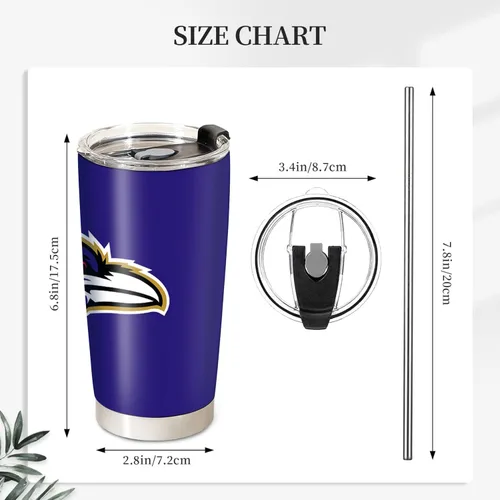 Vista 2 de Taza de fútbol aislada para café, vaso de viaje de acero inoxidable de 20oz con aislamiento al vacío, tapa y popote, tazas de café para bebidas