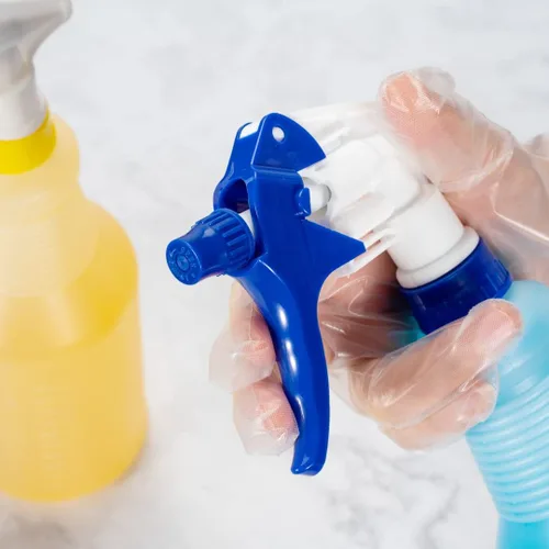 Vista 7 de RW Clean - Botellas de plástico de 25 onzas, juego de 4 botellas de spray vacías – boquillas ajustables, botella de limpieza de plástico multicolor