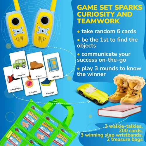 Vista 2 de QUOKKA Búsqueda del tesoro para niños de 4 a 8 años – Juegos de caza del tesoro al aire libre para niños de 8 a 12 años – 2 Walkie Talkies 2 bolsas