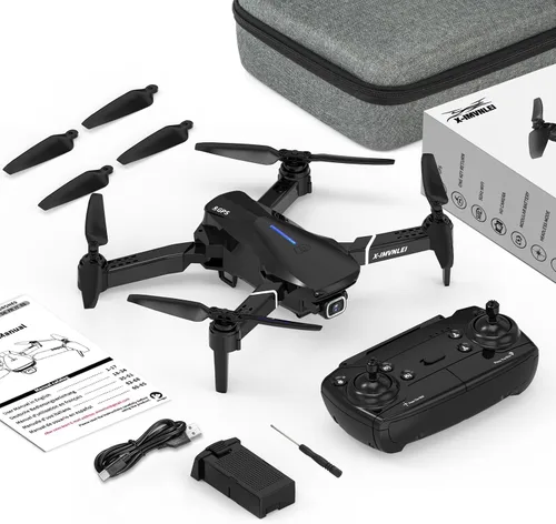 Vista 9 de X9 4K GPS Drone con cámara para adultos principiantes, cuadricóptero FPV RC plegable, posicionamiento de flujo óptico, retorno automático, sígueme