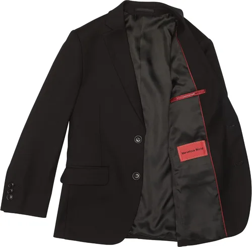 Vista 4 de Marvelous World - Conjunto de traje formal de corte entallado para niños, cintura ajustable