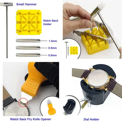 Vista 4 de EDIONS Kit de herramientas de reparación de relojes, herramientas de reloj portátiles profesionales, juegos de abridor de espalda, kit