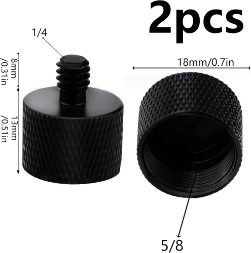 Vista 2 de SAVITA Adaptador de soporte de micrófono 1/4 macho a 5/8 hembra y 5/8 macho a 1/4 hembra adaptador de rosca de tornillo trípode adaptador