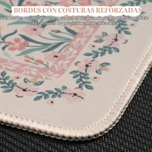 Vista 4 de iCasso Alfombrilla de mouse estética pequeña con diseño floral, mini alfombrilla de mouse portátil rosa, antideslizante y cómoda, de tela para mouse